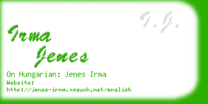 irma jenes business card